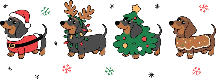 Disfraces navideños para perros salchicha — Transfer DTF