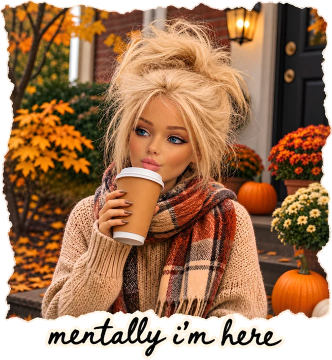 Autumn Coffee Girl DTF Transfer