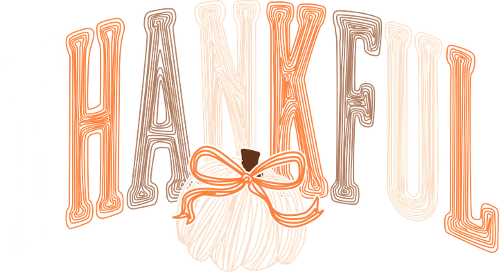 "THANKFUL" Kalabasa na may nakasulatan na disenyo — DTF Transfer