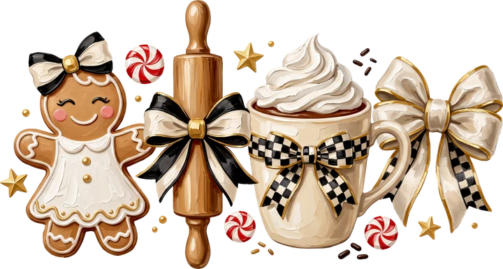 Gingerbread Girl and Hot Chocolate DTF Transfer