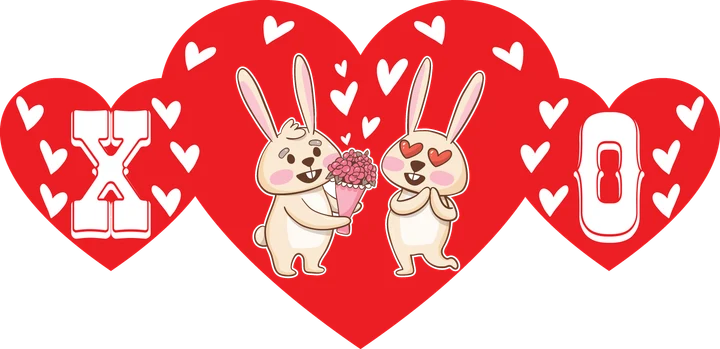 Rabbits with Hearts DTF Transfer