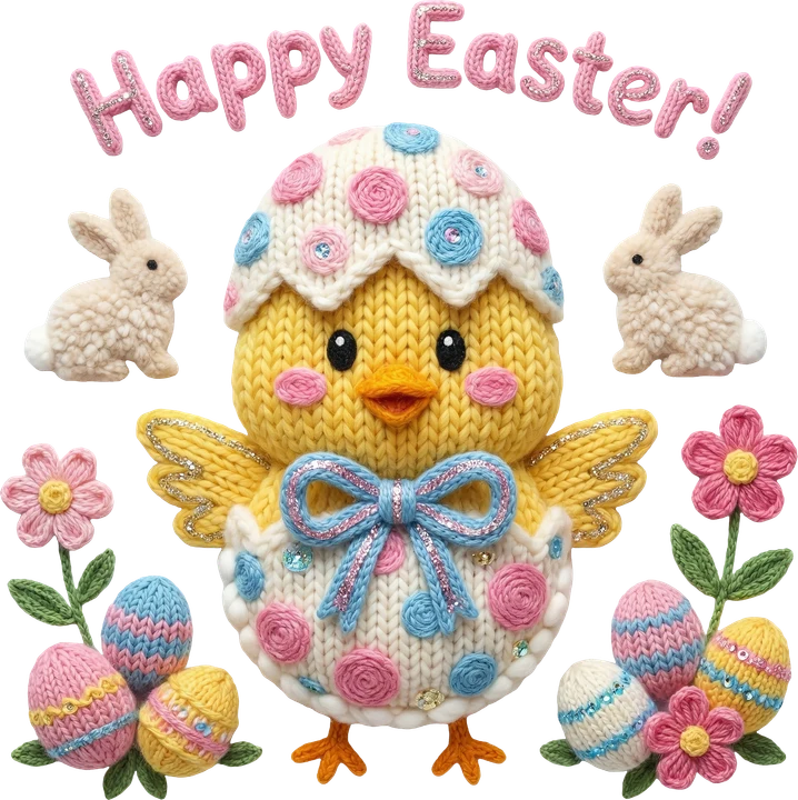 Knitted Easter Chick DTF Transfer