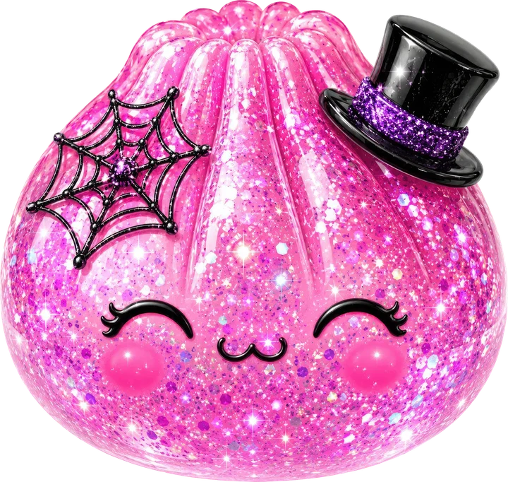 Pink Glitter Dumpling with Top Hat DTF Transfer