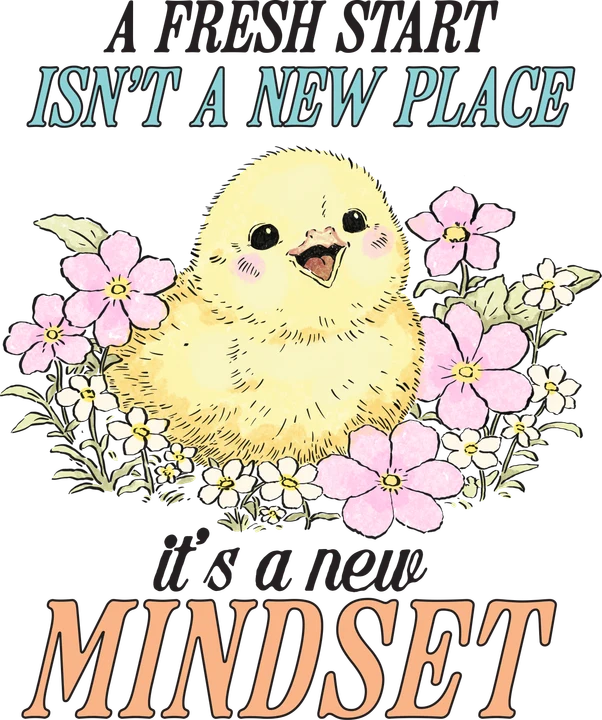 Chick Among Flowers DTF Transfer