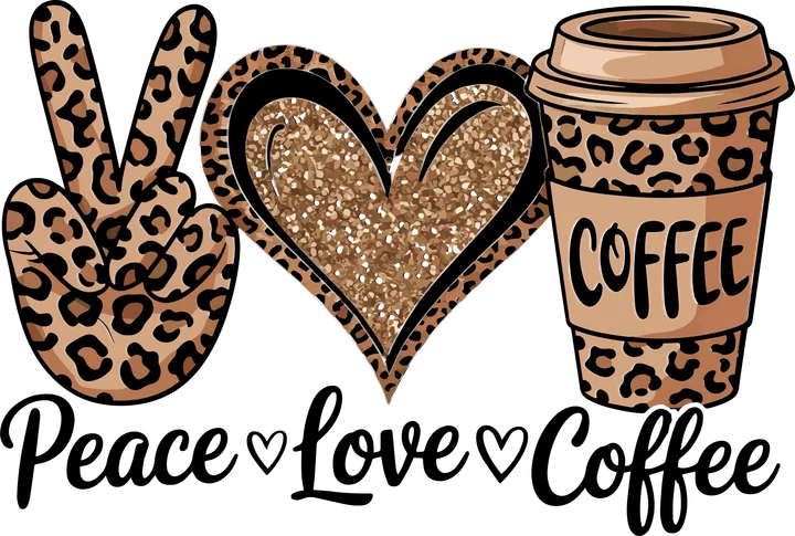 Peace Love Coffee DTF Transfer