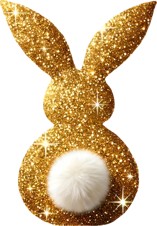 Golden Glitter Bunny DTF Transfer