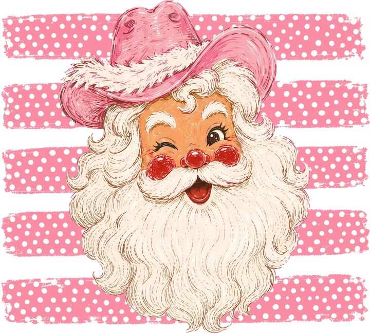 Pink Cowboy Santa DTF Transfer