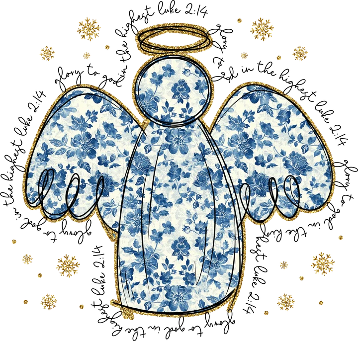Blue Floral Angel DTF Transfer