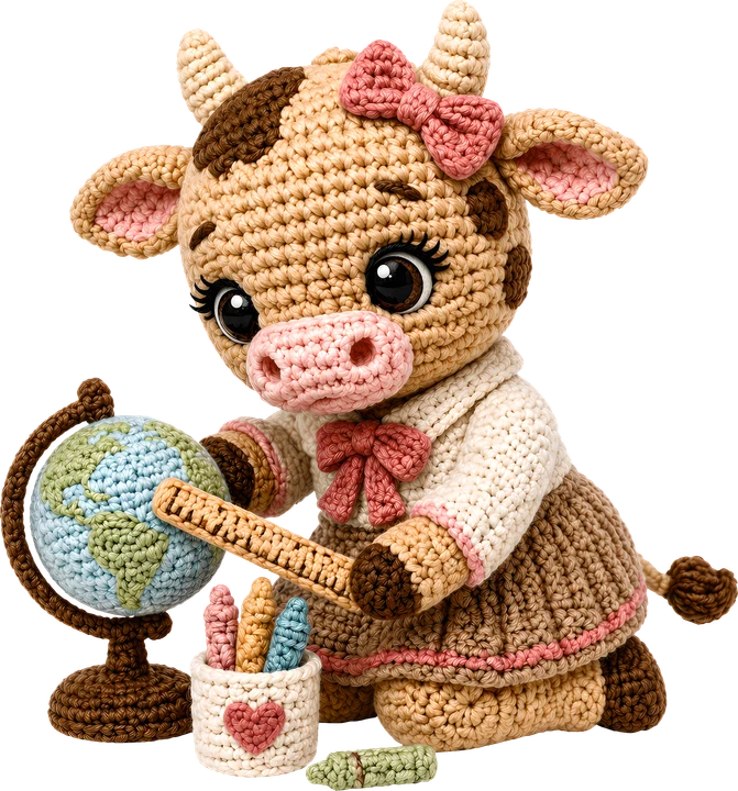 Crochet Cow Teacher DTF Transfer