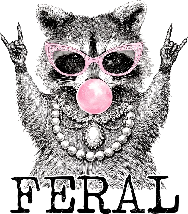 Rockin' Raccoon with Pink Sunglasses DTF Transfer