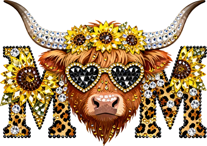 Cow with Sunflowers DTF Transfer