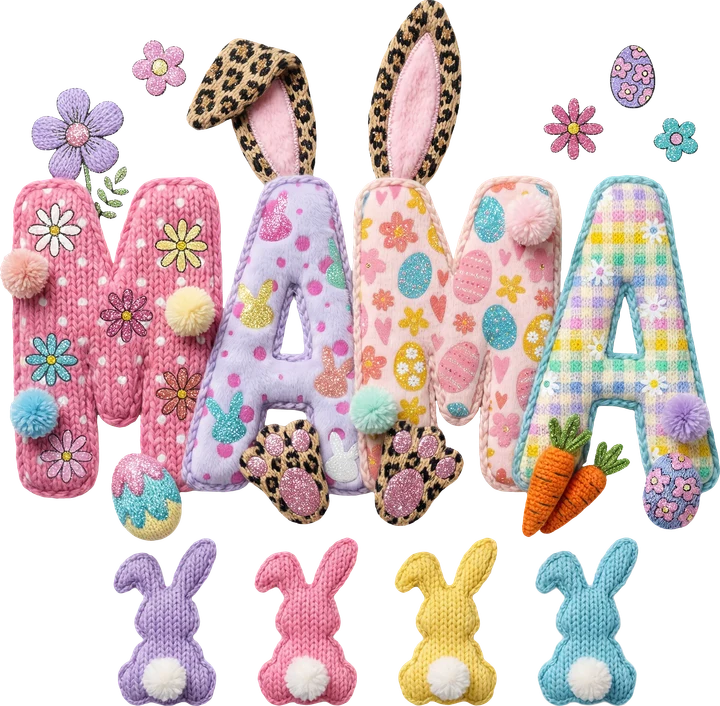 Mama Easter Bunny Letters DTF Transfer