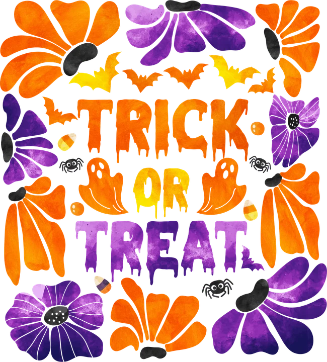 Mga bulaklak at multo — TRICK OR TREAT — DTF Transfer