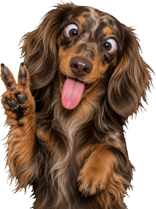 Long-haired Dachshund Peace Sign DTF Transfer