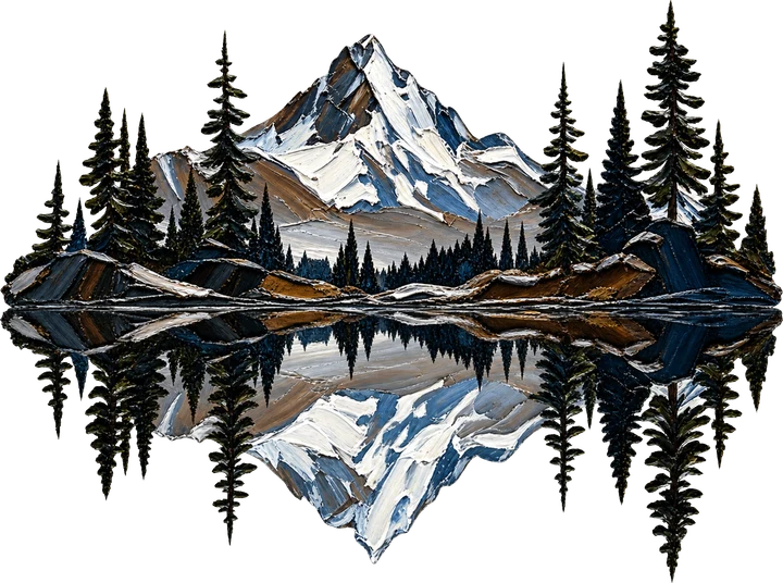 Mountain Lake Reflection DTF Transfer