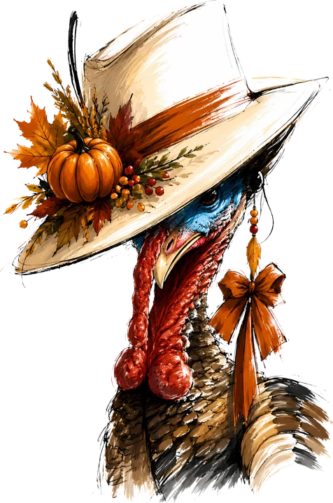 Turkey in Autumn Hat DTF Transfer