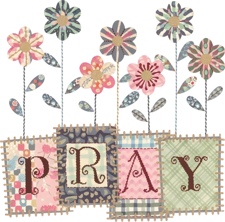 Pray Floral Patchwork DTF Transfer