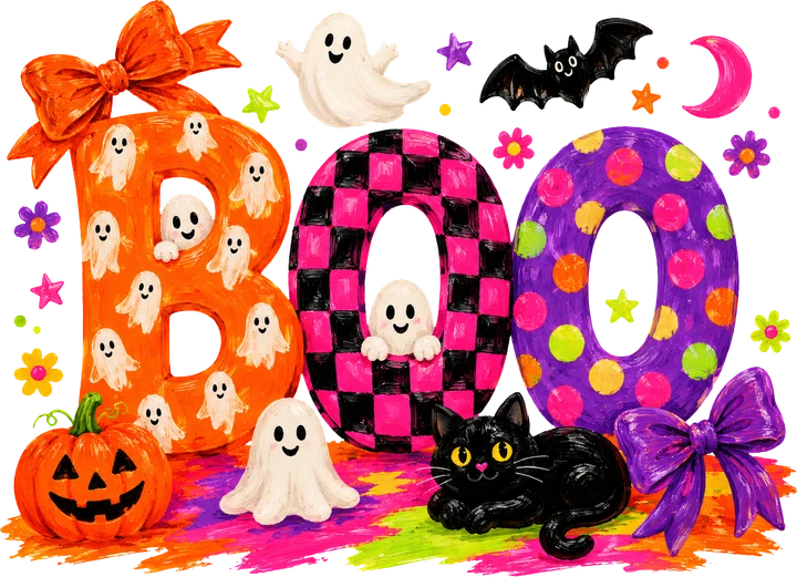 Boo Halloween Lettering DTF Transfer