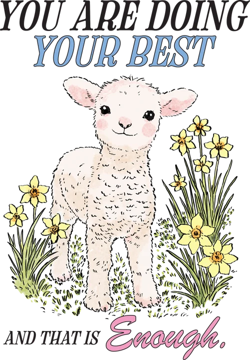 Lamb Among Daffodils DTF Transfer