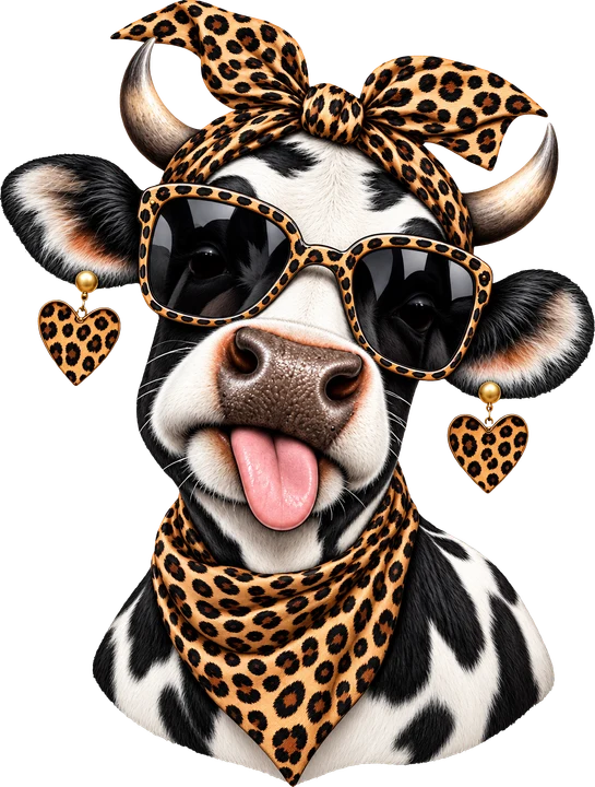 Leopard Cow with Sunglasses DTF Transfer