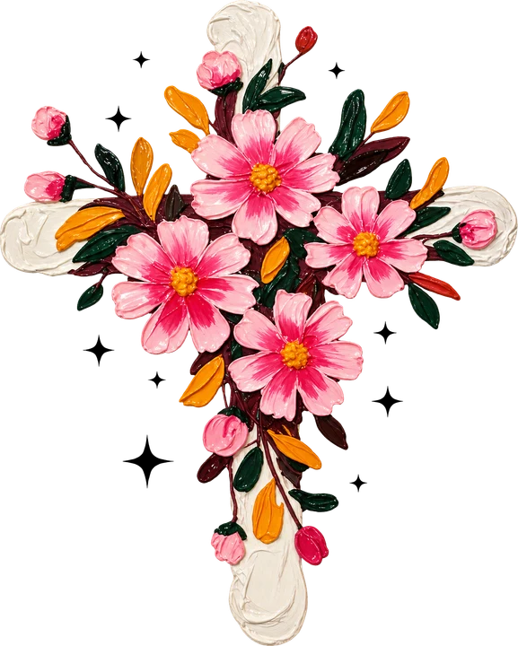 Floral Cross DTF Transfer