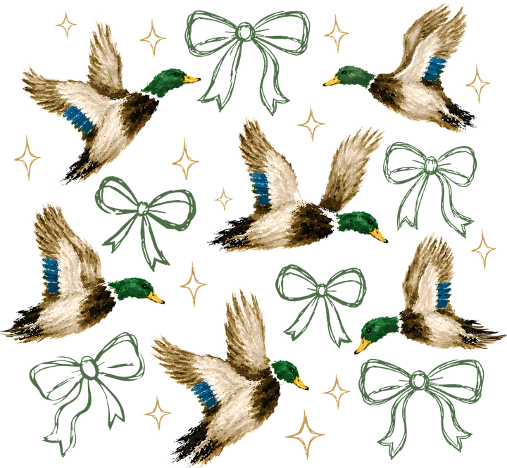 Flying birds with Bow Motif DTF Transfer