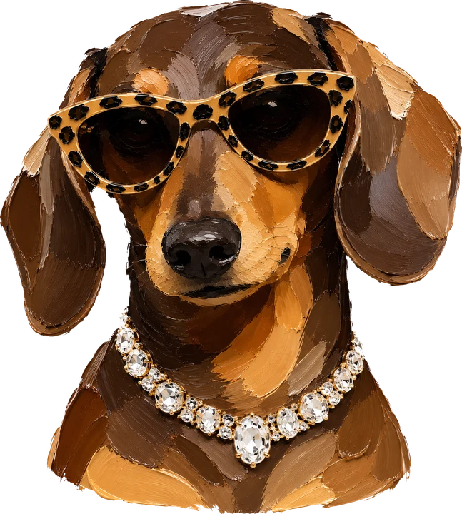 Dachshund in Leopard Glasses DTF Transfer