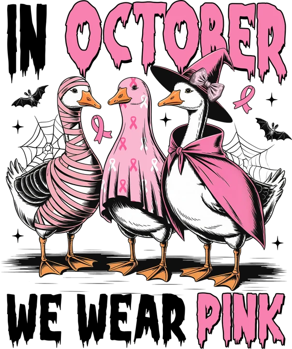 Pink October birds DTF Transfer