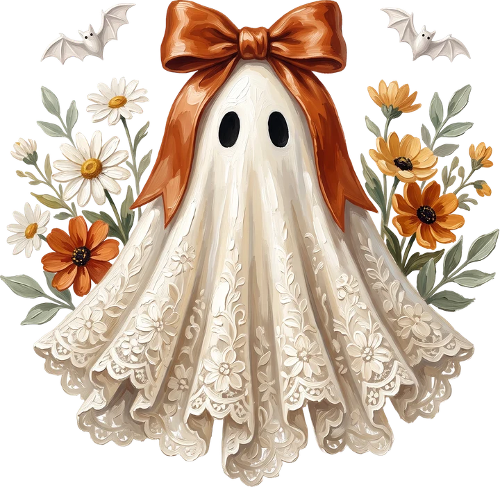 Cute Ghost with Bow DTF Transfer