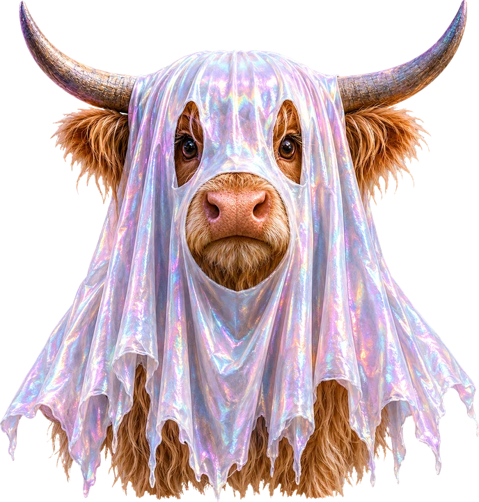 Ghost Highland Cow DTF Transfer