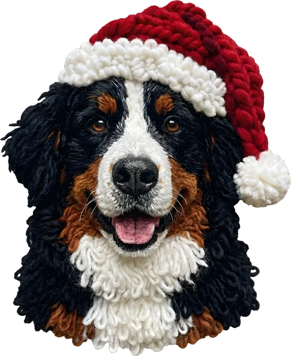 Bernese Mountain Dog in Santa Hat DTF Transfer