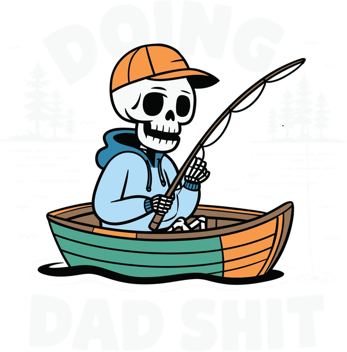 Skull Fisherman in Boat DTF Transfer