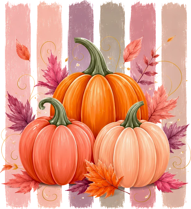 Pumpkins and Leaves DTF Transfer