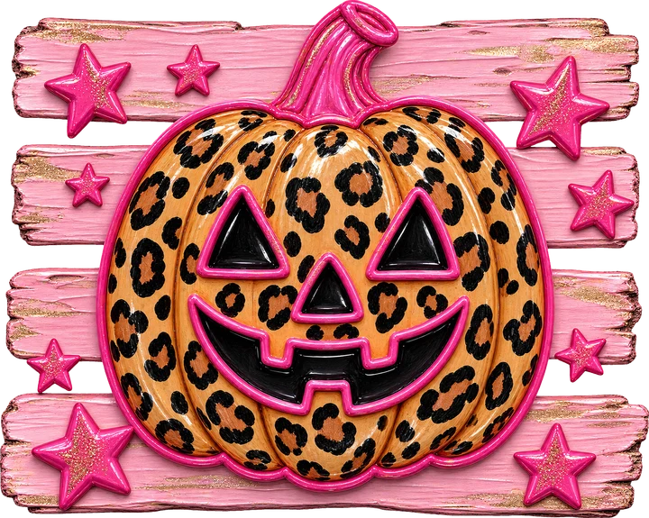 Calabaza decorada con motivos de leopardo para Halloween — Transfer DTF