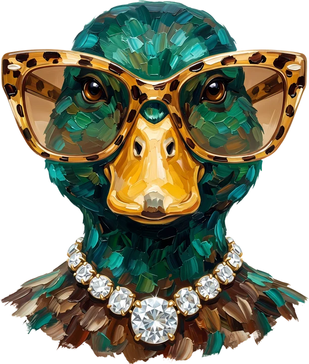 Chic bird with Leopard Glasses DTF Transfer