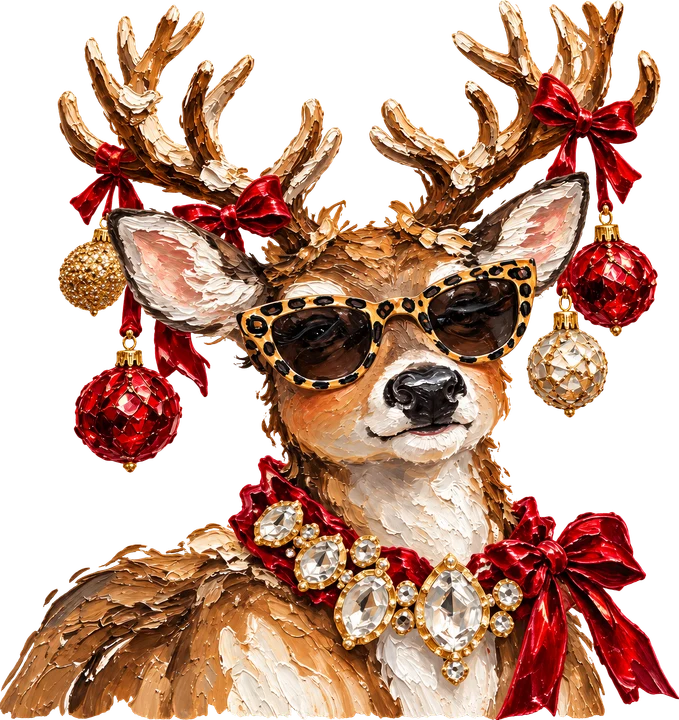 Chic Deer with Festive Ornaments DTF Transfer