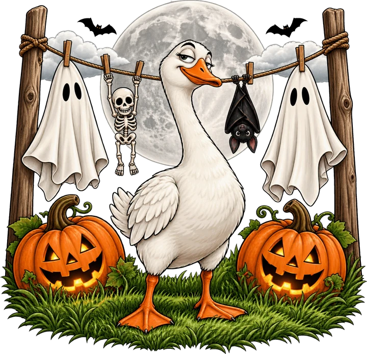 Halloween bird with Ghosts DTF Transfer