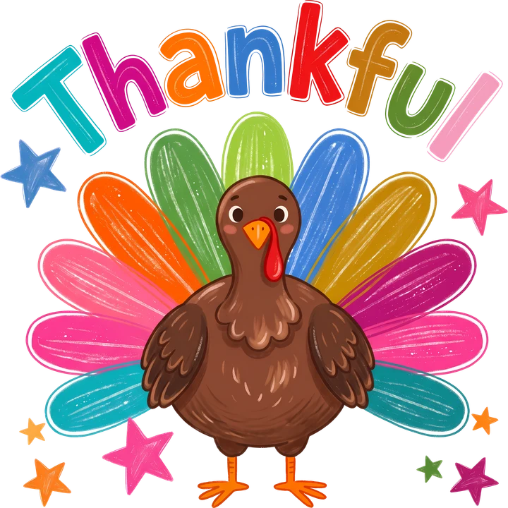 "Thankful" Pabo na may malambot at mapusyaw na mga balahibo — DTF Transfer