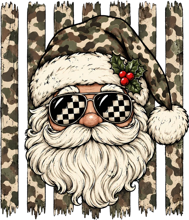 Camouflage Santa DTF Transfer
