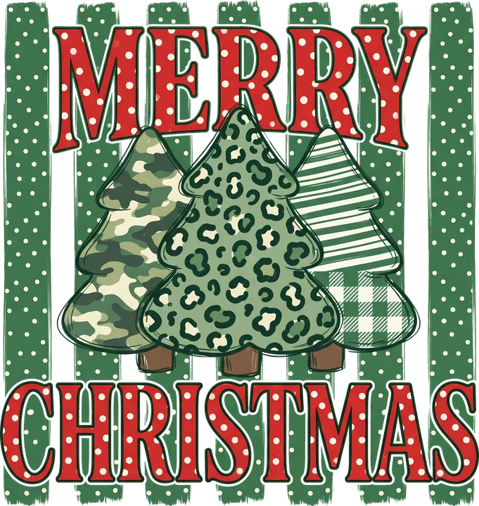 Merry Christmas Trees DTF Transfer