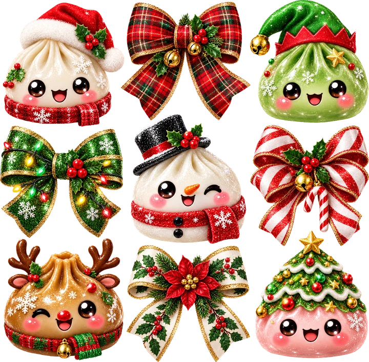 Kawaii Christmas Characters DTF Transfer