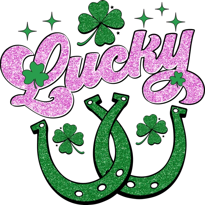 "Lucky" - Đế giày hình ngựa sắt kiểu Ireland — Hình in chuyển nhiệt DTF