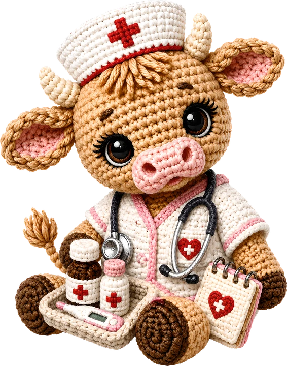 Crochet Cow Nurse DTF Transfer