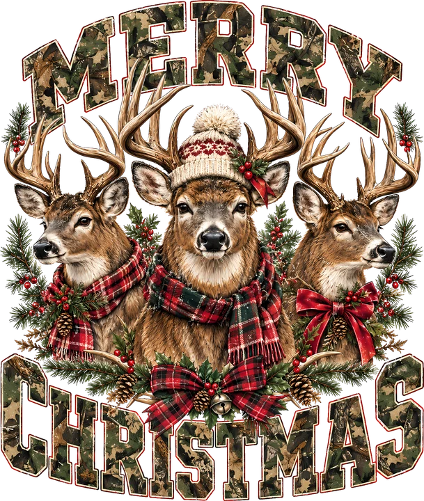 Merry Christmas Deer DTF Transfer