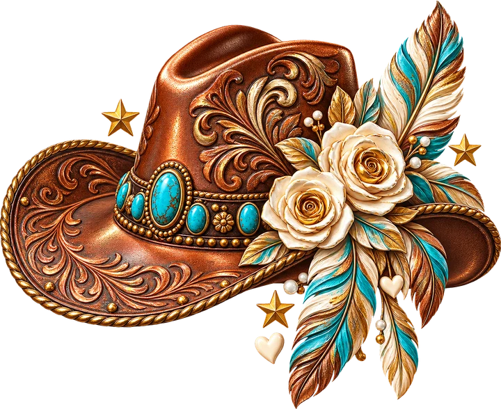 Cowboy Hat with Feathers DTF Transfer