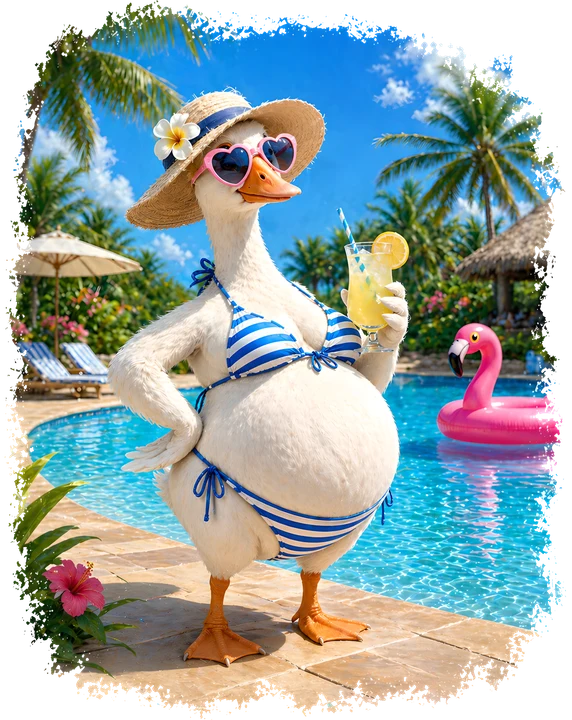 Pregnant bird by Poolside DTF Transfer