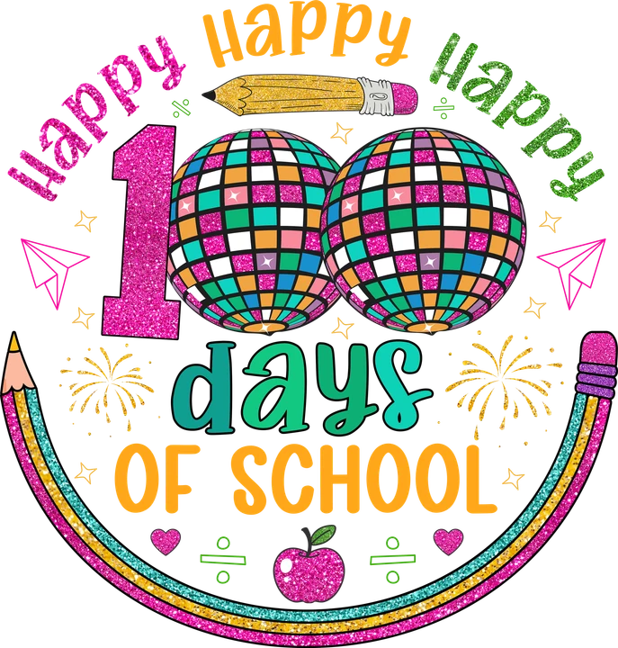 Happy 100 Days of School Disco DTF Transfer