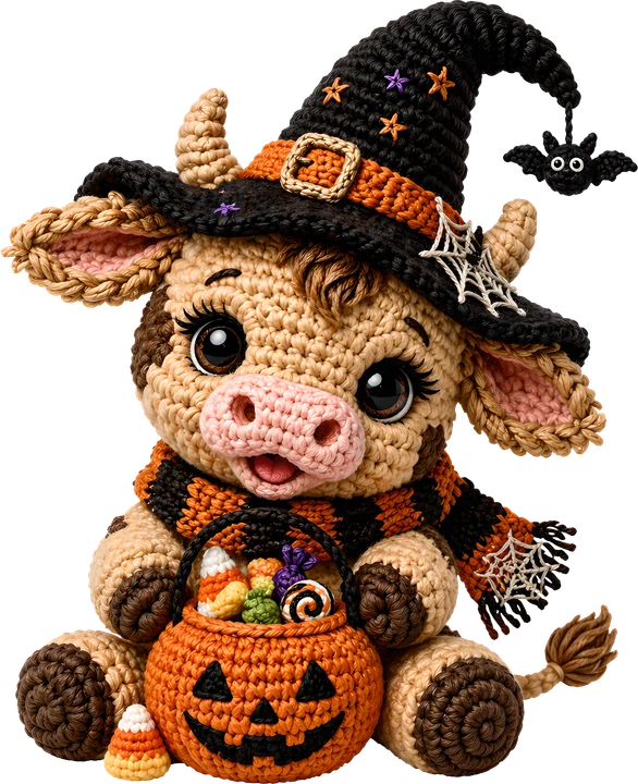 Crochet Cow Witch DTF Transfer