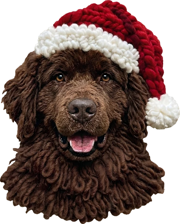 Christmas Dog in Crochet Hat DTF Transfer