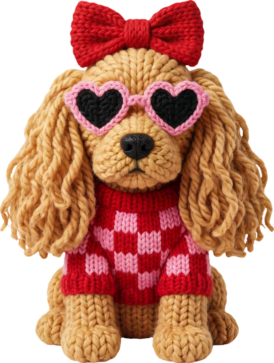 Valentine Knitted Dog DTF Transfer